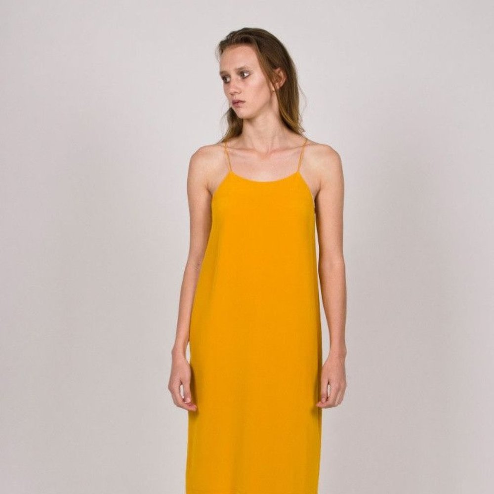 Yellow Slip dress silk SZ 8